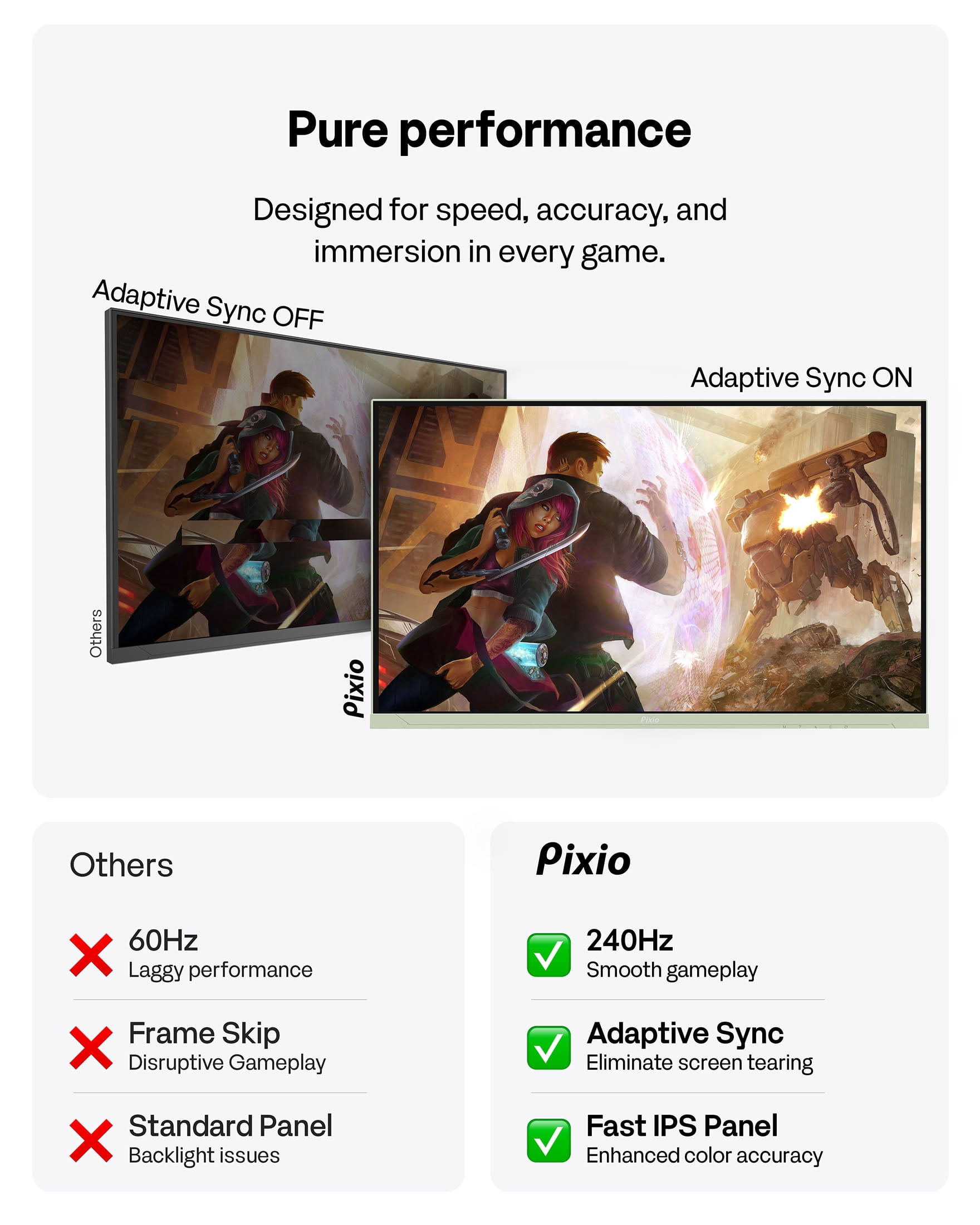 Pixio PX279 Wave Mint Green 27 inch 240Hz Refresh Rate FHD 1080p Resolution Fast IPS Panel 1ms GTG Resonse Time Gaming Monitor with Adaptive Sync