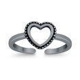 thumbnail image 2 of 7mm Heart Toe Band Ring 925 Sterling Silver Thin Adjustable Stylish Rings For Women, 2 of 5