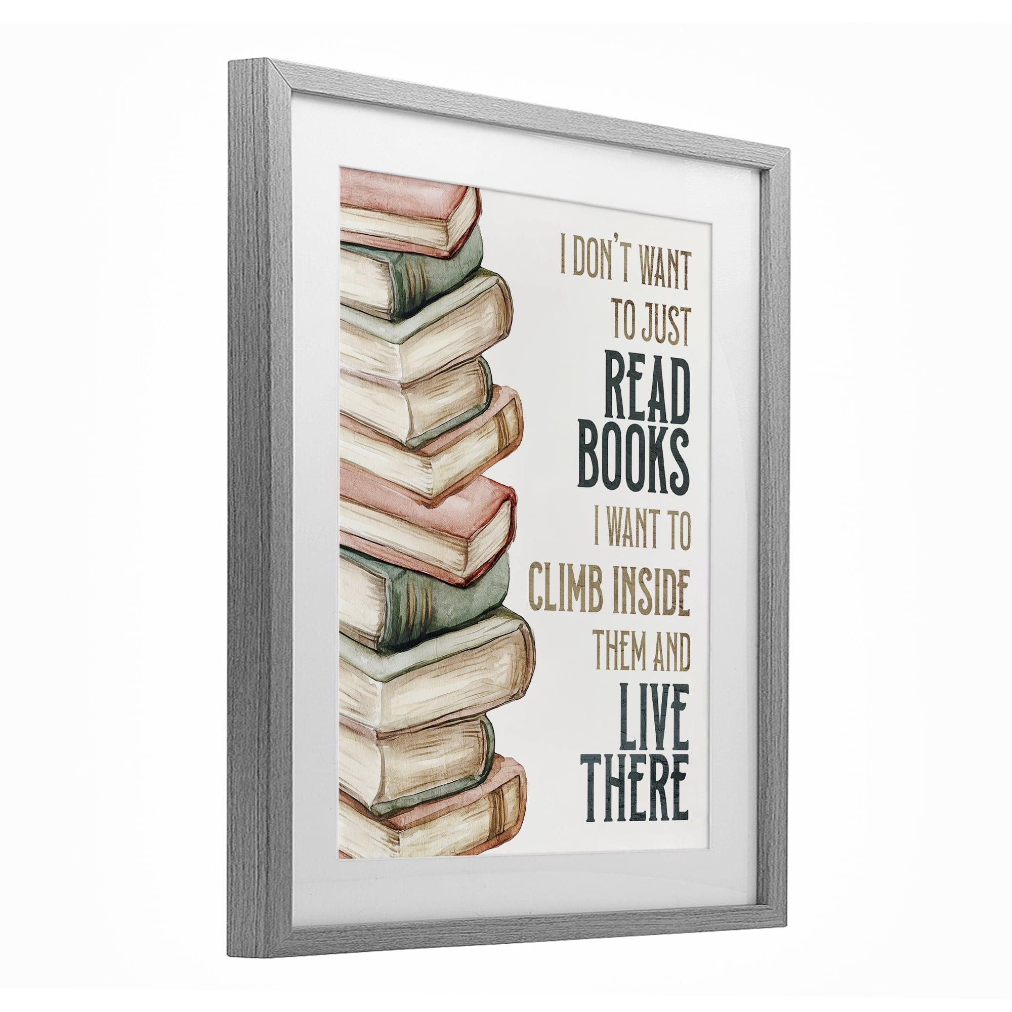 Stupell Industries Climb Inside Books & Live There Gray Framed Print Under Glass, design by Kim Allen