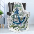 thumbnail image 4 of Marine Soft Flannel Fleece Throw Blanket, Anchor Salt and Wind 1906 Liberty Amity Stormy Ocean Ghost Ship Old Sailor, Cozy Plush for Indoor and Outdoor Use, 50" x 70", Multicolor, by Ambesonne, 4 of 5