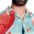 thumbnail image 5 of Eiffel Tower Valentine's Day Men's Short Sleeve Spread Collar Tops, Casual Button Down Shirts, Printed Summer Beach Shirts, Unisex, 5 of 6