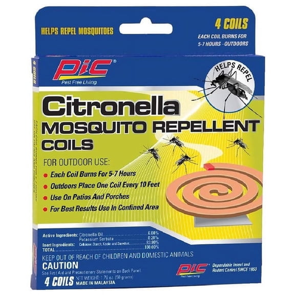 PIC CITCOIL-4 Mosquito Repellent Citronella Coils, 4 Coils, Each