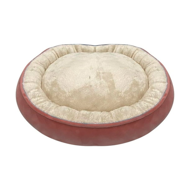 Cama Para Perro Con Borrega Chica Color Rosa Malva Importadora La Merced Base Con Goma Antiderrapante