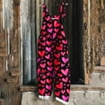 thumbnail image 2 of Buigttklop Ladies Sleeveless Jumpsuits Cotton Linen Rompers Dressy Valentine'S Day Print Overalls Retro Shoulder Straps with Pocket, 2 of 5