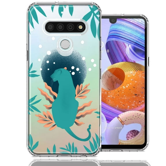 MUNDAZE for LG K51 Moon Green Jaguar Design Double Layer Phone Case Cover