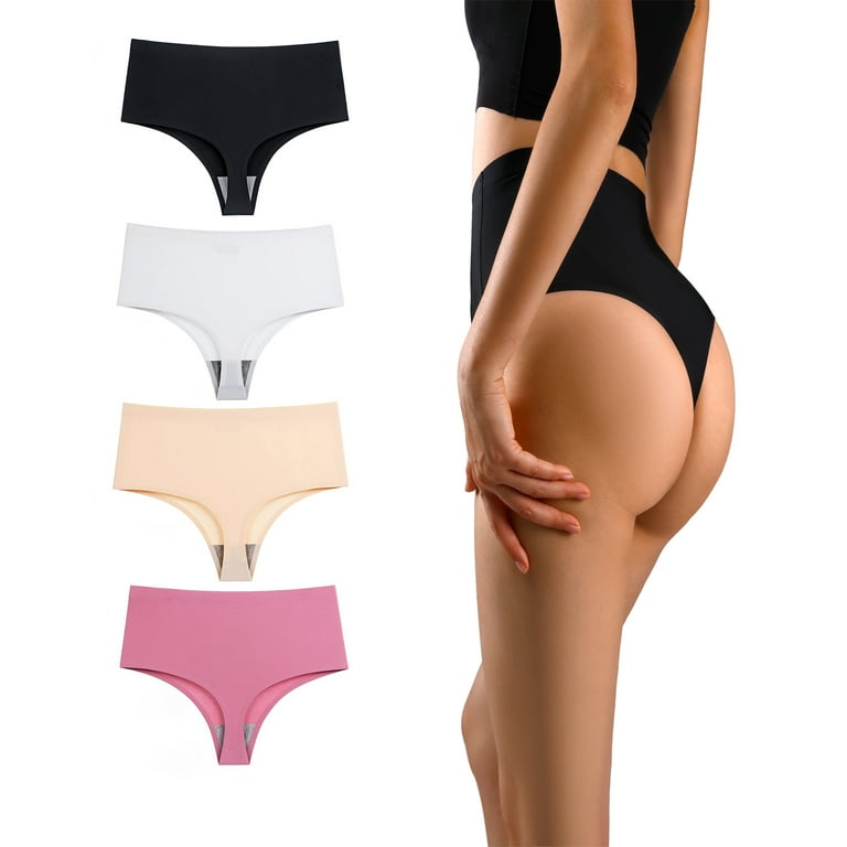 High Waisted Seamless Thongs for Women No Show Underwear for Lady Smooth  Seamless Cotton Lining Panty : : Clothing, Shoes & Accessories