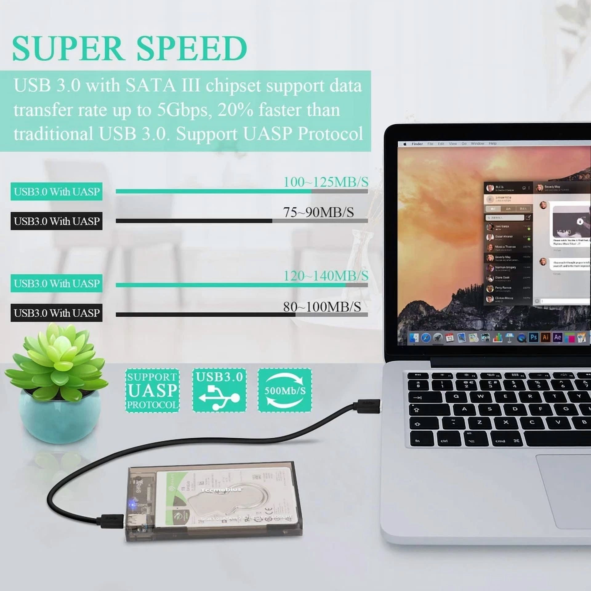 CIRCLE- 2.5'' Hard Drive Enclosure Usb 3.0 To Sata Hdd External Case Housing For 2.5 ...
