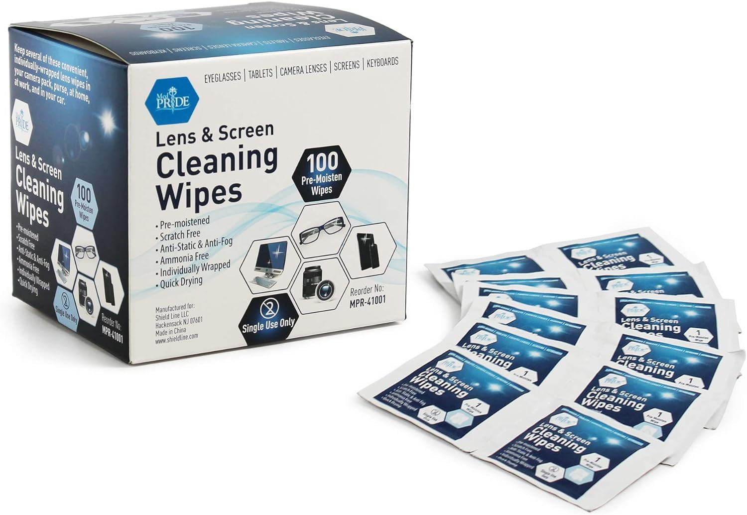 Noble Anti-Fog Pre-Moistened Lens and Screen Cleaning Wipes for Glasses  Eyewear, Smartphones, Camera Lenses, Small Electronic Devices,  Touchscreens