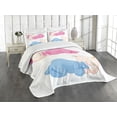 thumbnail image 3 of Ambesonne Cartoon Quilted Bedspread Set 3 Pcs, Little Twins in Pajamas, King Size, Pink Blue, 3 of 5