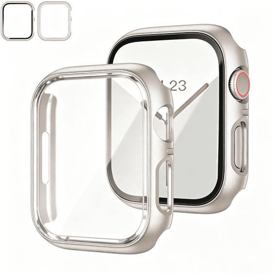 GJX Case with Screen Protector for Iwatch Series 6/5/Se 40Mm,Starlight|2 Pack,For Iwatch 40Mm Cover with Tempered Glass,Hd,Slim Guard Bumper,Hard Pc Protective Case for Iwatch 6/5/4/Se 40Mm