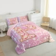 thumbnail image 3 of Feelyou Initial P Letter Bedding Comforter Set for Kids, Girly Pink Cartoon Twin Comforter Sets, Fashion Bling Stars Reversible Bedding Set, Lightweight Room Decor, 2 Pieces, 3 of 8