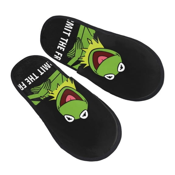 Ker-mit The Fro Slippers for Women Men Cotton Home Slippers Soft Fleece for Indoor Outdoor