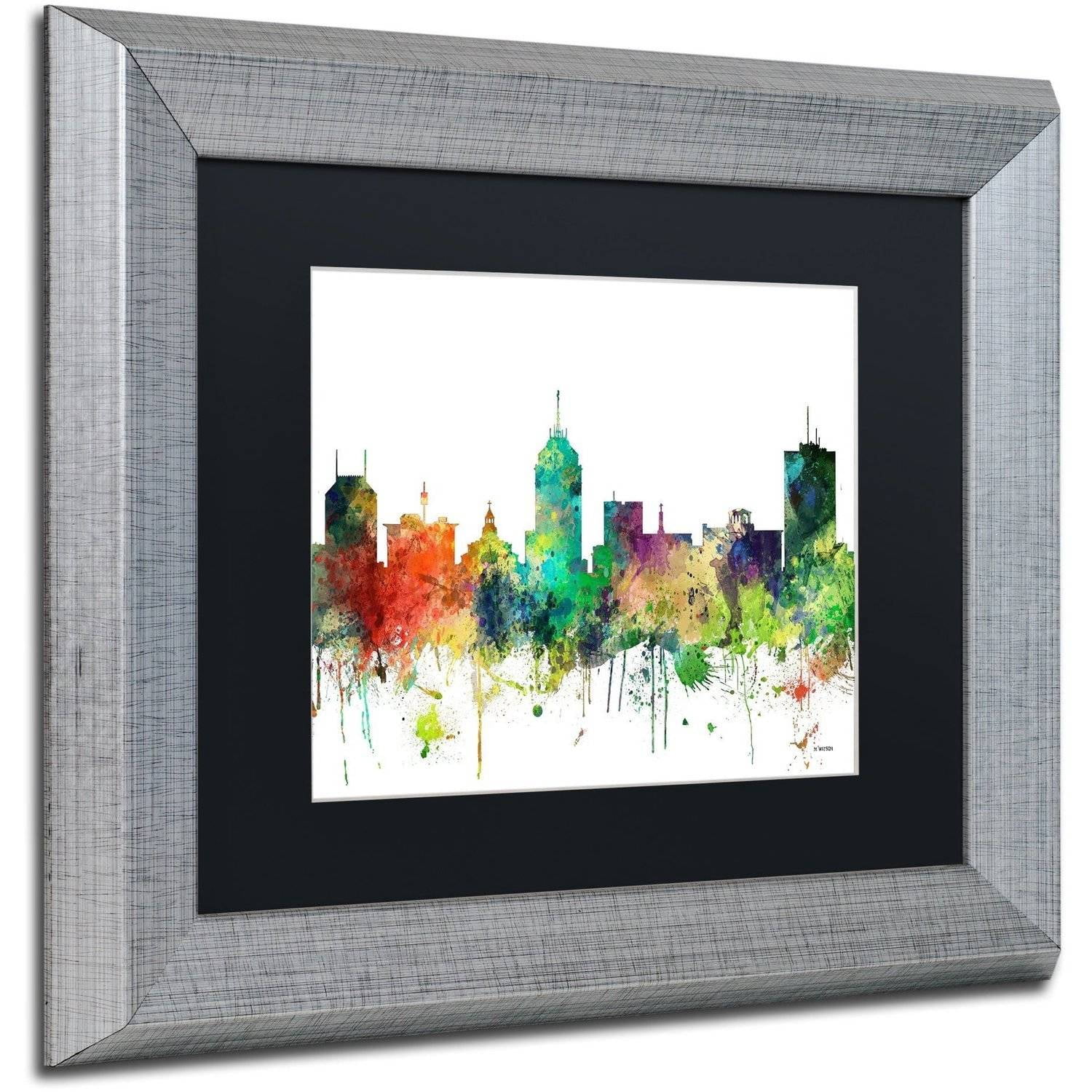 Trademark Fine Art "Fresno California Skyline SP" Canvas Art by Marlene Watson, Black Matte, Silver Frame