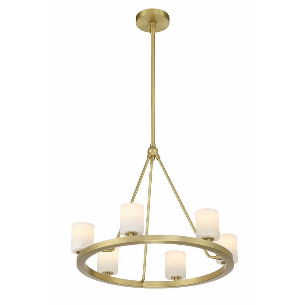 Crystorama Aragon 6 Light Soft Brass Chandelier - 22.75"W x 18"H x 24"D