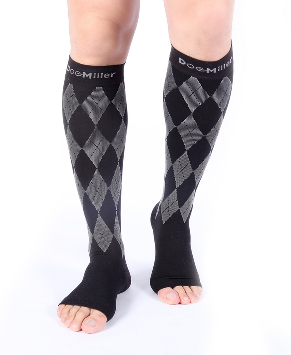 Doc Miller Premium Open Toe Compression Socks 1 Pair 2030mmHg Knee