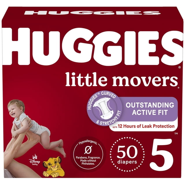 Huggies Little Movers Baby Diapers, Giga Pack, Sizes: 3-7