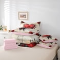 thumbnail image 6 of jejeloiu Romantic Valentine Rose 7-Piece Bedding Comforter Set,Cartoon Loves Bowknot King Bedding Sets For Girls Women Reversible, 6 of 8