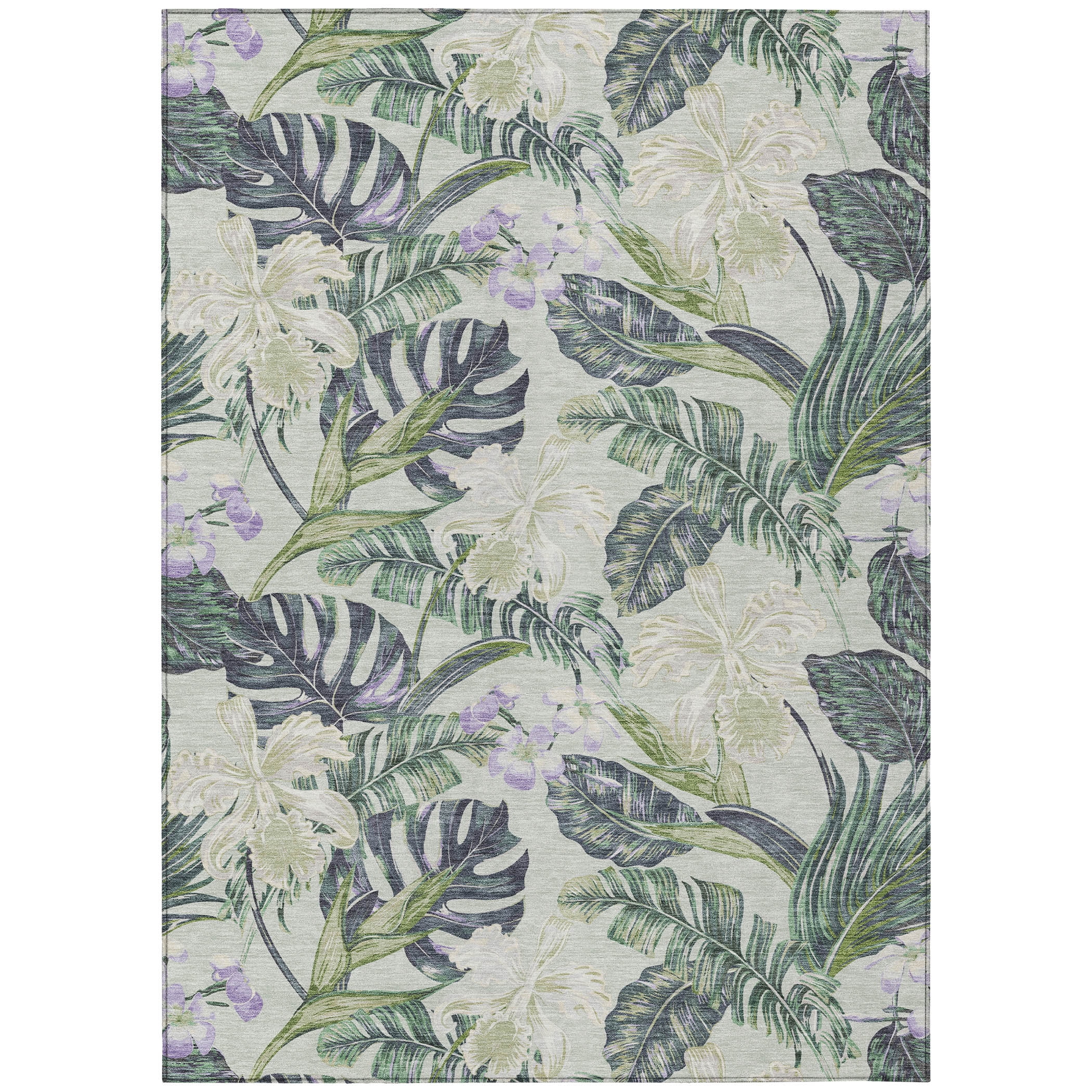 Addison Rugs Chantille Indoor/Outdoor Transitional Floral Aloe Washable Rectangle Rug, 5' x 7'6"