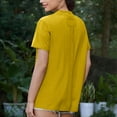 thumbnail image 3 of Tops de Manga Corta de las Mujeres, Moda Color Sólido, Cuello Redondo Línea Trasera Diseño Blusa, 3 of 7