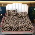 thumbnail image 6 of Qpednta Leopard Print Fitted Sheet Set, Comfortable Breathable 3 Piece Sheet Set with 1 Fitted Sheet and 2 Pillowcases, Deep Pocket All‑Season Bedding Set for Student Dorm Bedroom, 6 of 7
