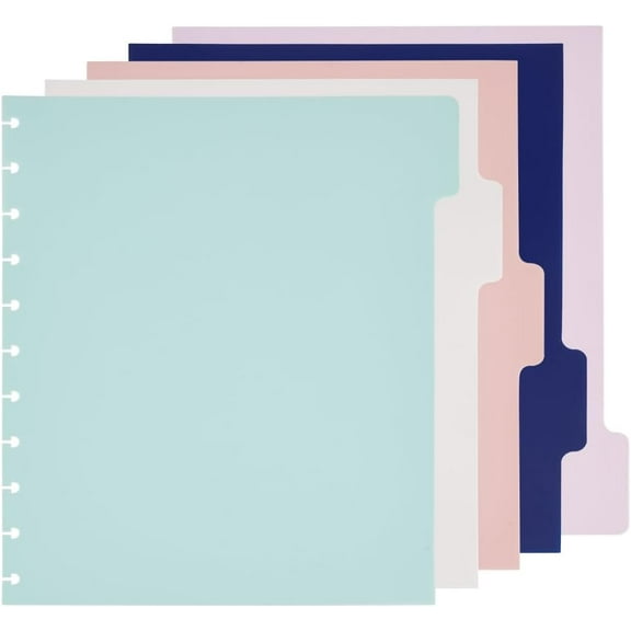 10PC Tab Binder Divided Discbound Notebook Letter Size Planner Supplies Letter Pocket Dividers Blank Index Divider