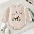thumbnail image 2 of mgoYE Baby Boy Hunting Outfit Duck Embroidery Baby Romper Long Sleeve Crew Neck Bodysuit Newborn Infant Spring Fall Clothes(Beige,12-18 Months), 2 of 6