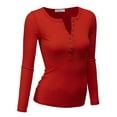 thumbnail image 2 of Doublju Womens Long Sleeve Thermal Henley Top with Female Plus Size, 2 of 4