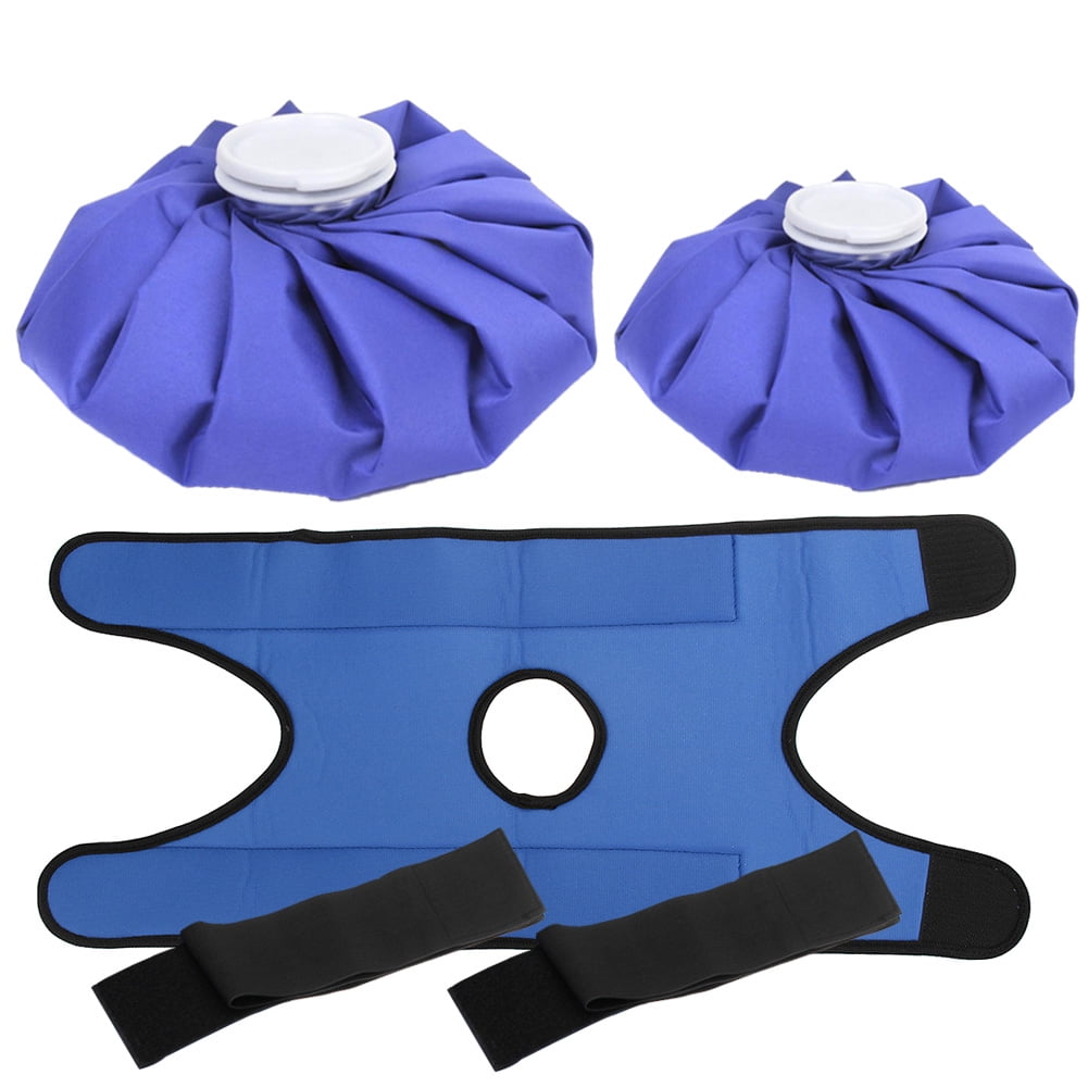 Ueasy Pain Relief Hot Cold Therapy Reusable Ice Bag Pack & Wrap for Head, Shoulder, Back, Knee (Pack of Ice Bag Wrap and Two Ice Bags and Two Elastic Bands)