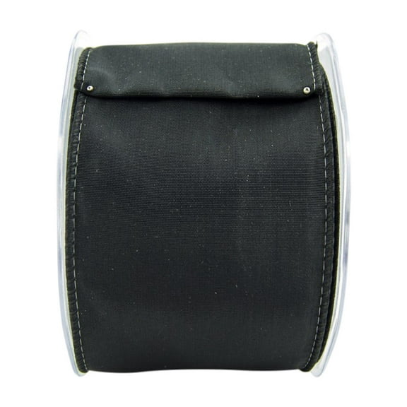 Ribbon Bazaar Wired Iridescent Taffeta 3-1/2 inch Black (Same Color Edge) 10 yards 100% Acetate Ribbon