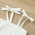 thumbnail image 3 of Yutk Toddler Kids Girls Ribbed Strapless Tops Tee Ruffles Shorts Outfits White, 3 of 8