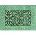 thumbnail image 1 of Ahgly Company Machine Washable Indoor Rectangle Oriental Turquoise Blue Traditional Area Rugs, 6' x 9', 1 of 4
