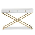 thumbnail image 4 of Baxton Studio Madan White Finished Wood and Gold Metal 2-Drawer Console Table, 4 of 10