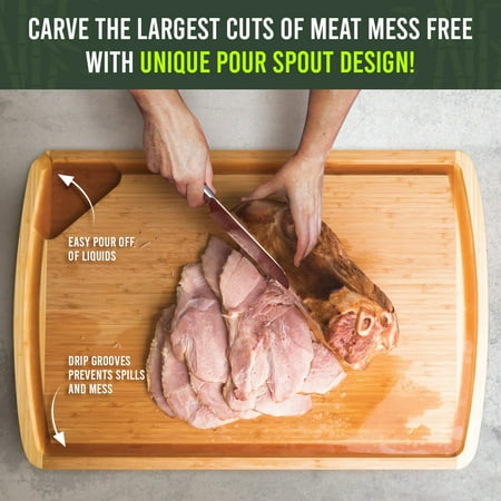 Size XXXL Greener Chef XXXL Bamboo Cutting Board -30x20 Wooden Cutting Boards for Kitchen