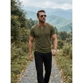 thumbnail image 5 of Mens Henley Shirts Short Sleeve Cotton Blend Slim Fit T-Shirts Breathable Moisture Wicking Athletic Casual Workout Tee, 5 of 9