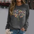 thumbnail image 2 of Wangmeiwg Women's Sweatshirts Women's Hoodies Sweatshirt Casual Round Neck Elegant Dandelion Print Pullover Sweater for Everyday Fashion Grey L, 2 of 5