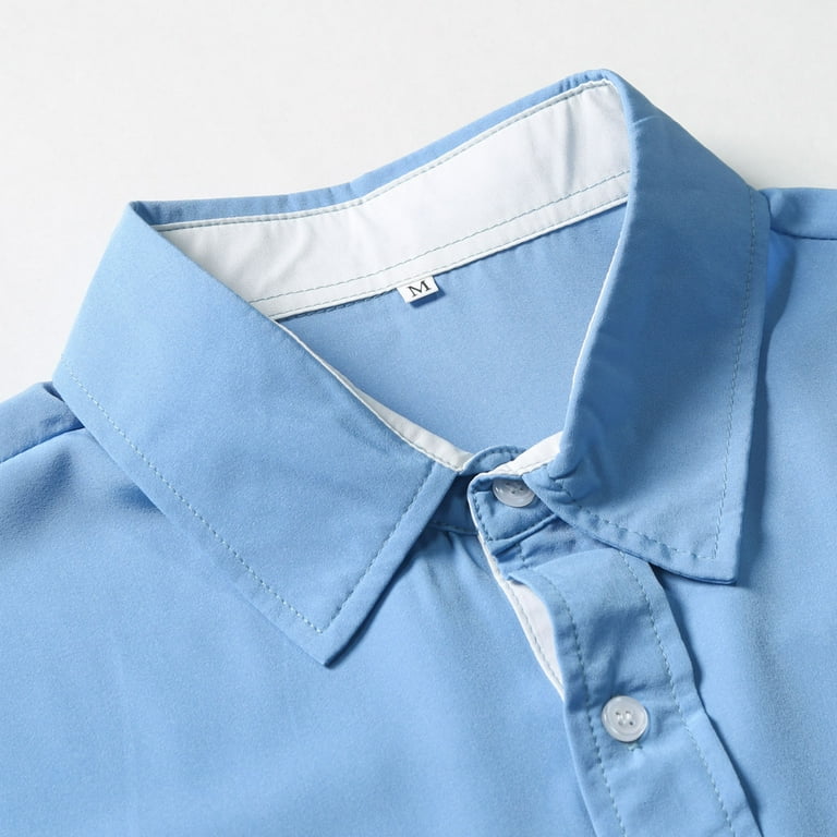 yillto Dress Shirts for Men Slim Fitting Causal Business Solid Color  Collared Long Sleeve Shirt Tops - Walmart.com