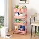thumbnail image 4 of Carrito utilitario JIUYOTREE de 4 niveles, rollo rosa con tazas, 4 of 8