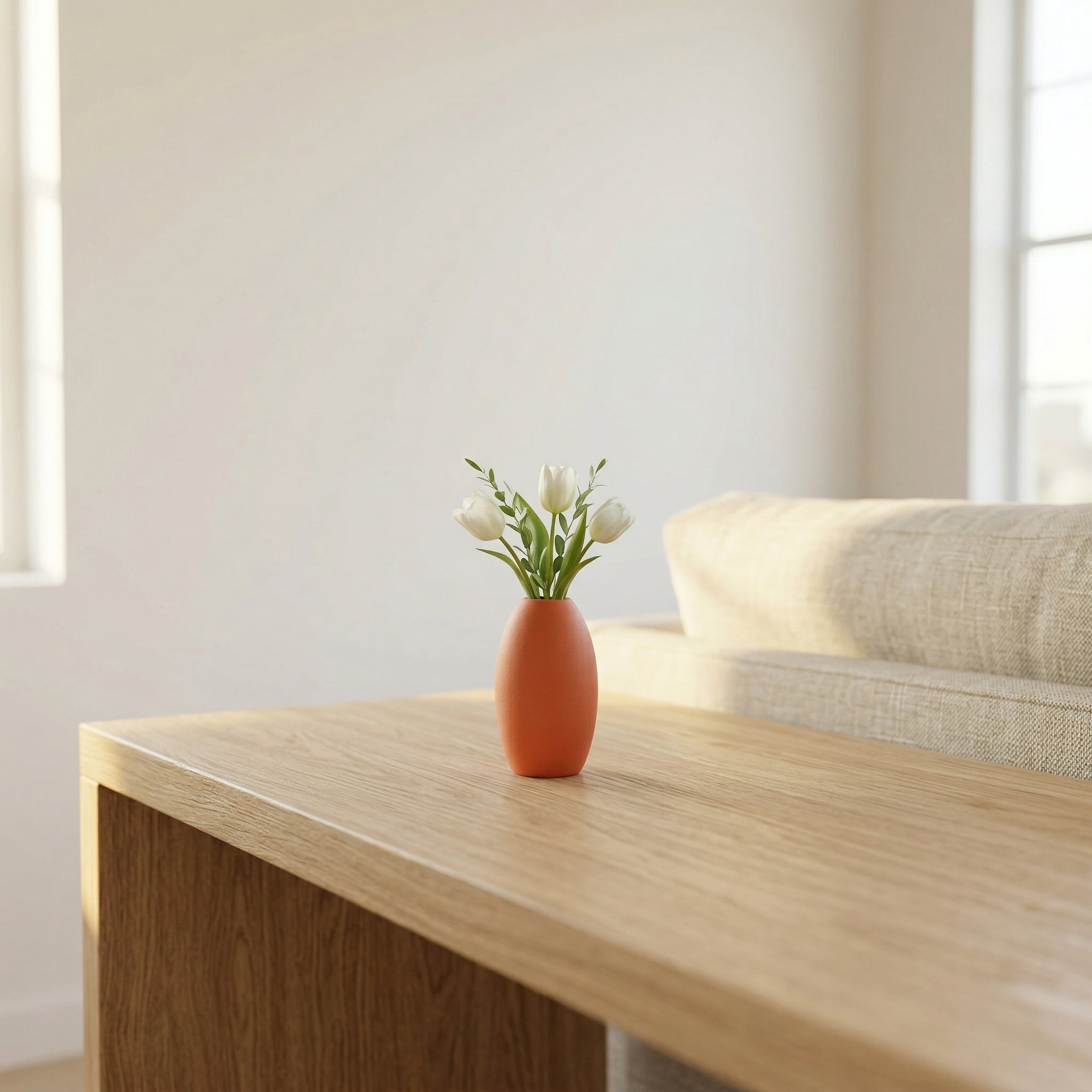 Unique Bargains Modern Ceramic Ribbed Flower Vase for Boho Orange 3.5"L x 3.5"W x 6.1"H
