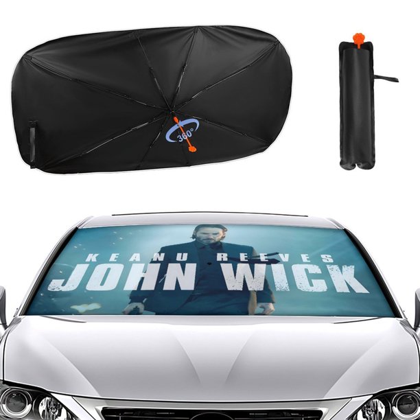 John Wick Sombrilla Solar para Auto - Protector de Parabrisas Plegable | Cortina Solar Delantero | Bloqueo UV y Aislamiento de Calor 133x73cm