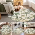 thumbnail image 6 of Palm Tree Round Area Rug 3 FT, Small Kitchen Bathroom Mat, Sage Green Tropical Nature Plant Watercolor Washable Indoor Outdoor Throw Runner Carpet Non-Shedding Doormat for Table Shower Sofa Entryway, 6 of 9