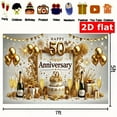 thumbnail image 2 of Gold 50th Anniversary Backdrop Golden Balloons Happy 50th Anniversary Photography Background Floral 50 Years Old Anniversary Party Decorations Banner Supplies Photo Booth Props, 2 of 6