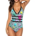 thumbnail image 1 of NICKSUN Maillot de Bain une Pièce pour Femmes Contrôle du Ventre Maillot de Bain Modeste Col en V, 1 of 9
