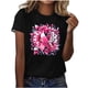 thumbnail image 1 of Mujeres Pantalones Cortos de Verano Flor Impresión Cuello Redondo Manga Corta Superior, Casual, 1 of 4