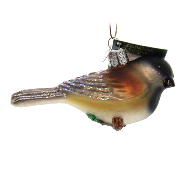 Old World Christmas BLACKCAPPED CHICKADEE Glass Bird Ornament 16039