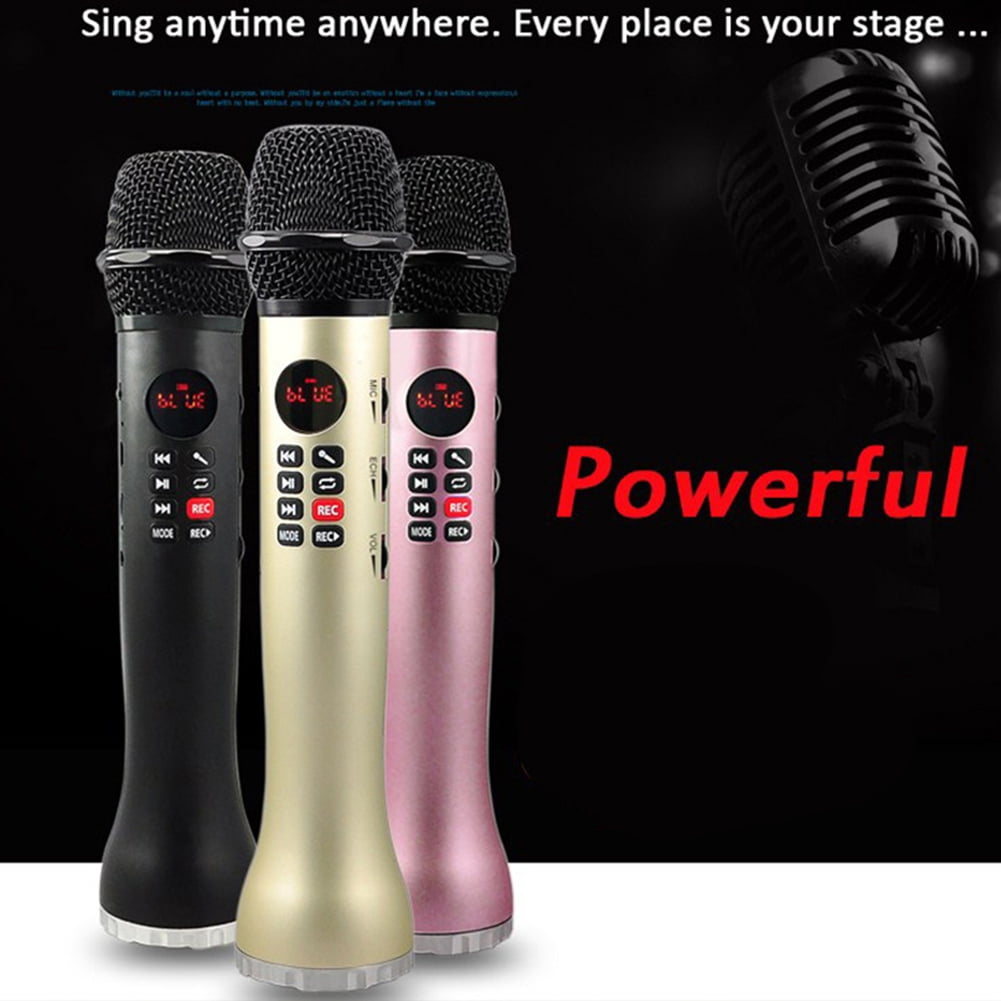 Deyuer 3 in 1 Wireless Karaoke Bluetooth-compatible Speaker Handheld Singing Recording Microphone
