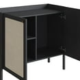 thumbnail image 4 of Boho Bar Cabinet with Gold Iron Legs, 2 Rattan Accent Doors, and 3 Shelves – Nero Black, 36.6" W x 32" H x 14.8" D, 4 of 6