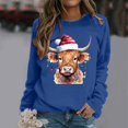 thumbnail image 2 of Chandail en Molleton Décontracté à Manches Longues pour Femmes, Imprimé Vache Western de Noël, 2 of 4