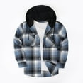 thumbnail image 2 of Men's Flannel Plaid Shirt Jackets Long Sleeve Casual Lightweight Quilted Shacket Button Down Hooded Insulated Coat, 2 of 3