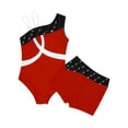 thumbnail image 3 of DPOIS Girls Gymnastics Leotard with Shorts Ballet Dance Unitard Activewear Red&Black 6, 3 of 5