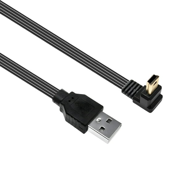 Mini USB to USB Right Angle Cable USB 2.0 Silicone Flat Wire Supports 5V 2A Charging 480Mbps Data Transfer Cable